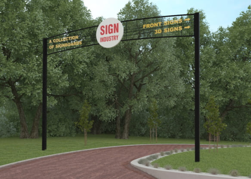 Вывеска Арка с плоскими буквами на панели из сетки от компании Lightbox. Вывеска Арка с плоскими буквами на панели из сетки наружная реклама в Минске от компании Lightbox.